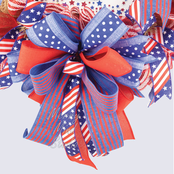 4th of July wreath, patriotic, USA, Gnome sweet gnome,  0327C