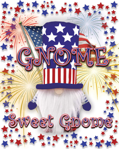 4th of July wreath, patriotic, USA, Gnome sweet gnome,  0327C