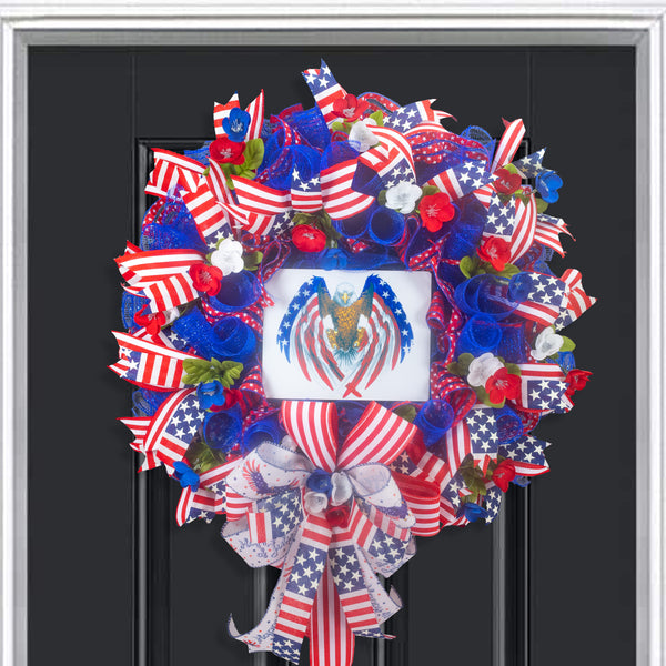 4th of July wreath, patriotic wreath, Independence Day, eagle, USA, gift W30513A