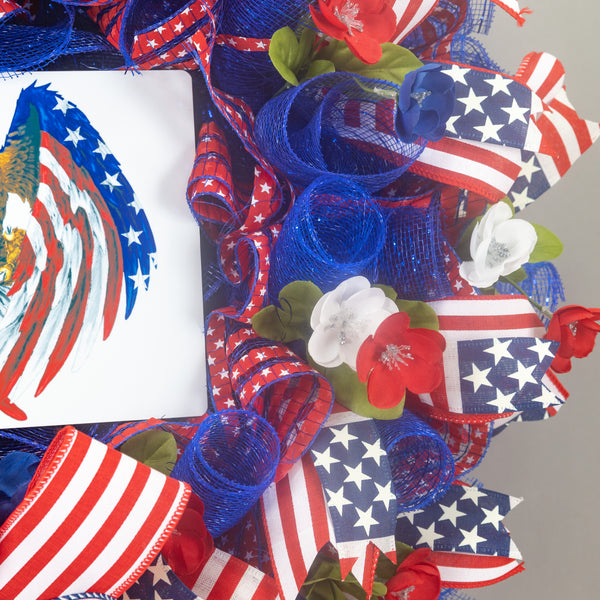 4th of July wreath, patriotic wreath, Independence Day, eagle, USA, gift W30513A