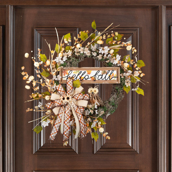 Autumn wreath, owl wreath, grapevine base, fall floral wreath, large 32", front door, door hanger, wall, gift. W30901A