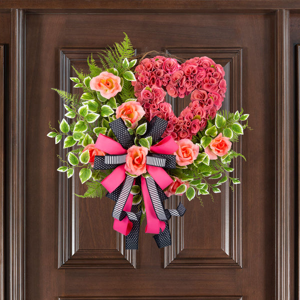 Valentine's day wreath, Mother's day wreath, grapevine wreath, love wreath, front door, door hanger, pink, green, black, 24". W40203A