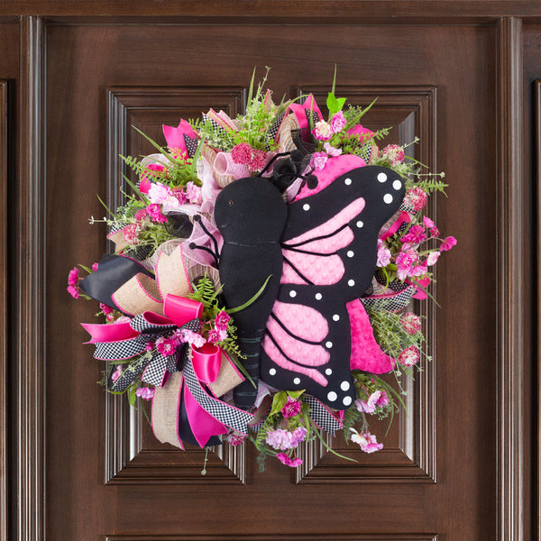Butterfly wreath, plush butterfly, everyday, Spring, Summer, colorful, elegant, W40504A