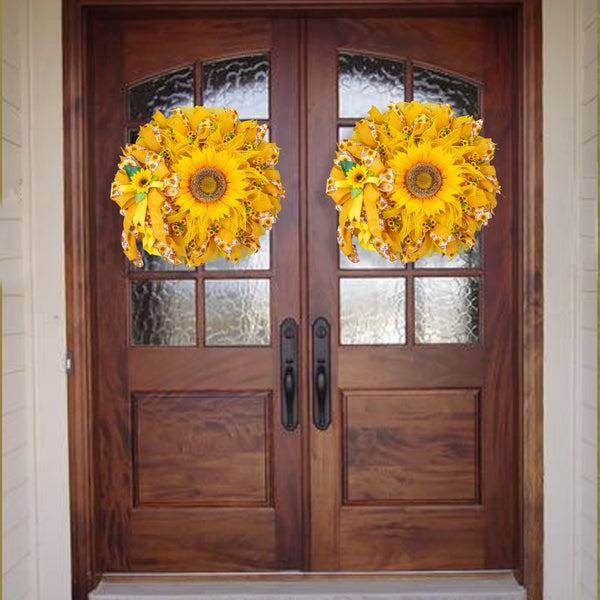 Sunflower wreath, farmhouse wreath, Summer-Fall, welcome, everyday, front door wreath, door hanger, gift, 26" W40621A