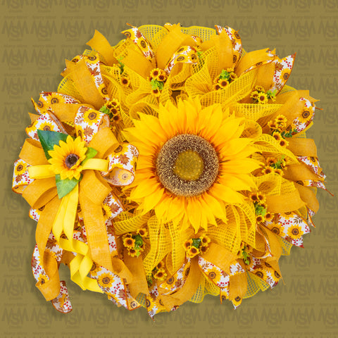 Sunflower wreath, farmhouse wreath, Summer-Fall, welcome, everyday, front door wreath, door hanger, gift, 26" W40621A
