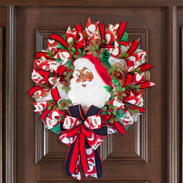 Christmas wreath, Santa wreath, front door wreath, holiday wreath, door hanger, large 25". W41109A