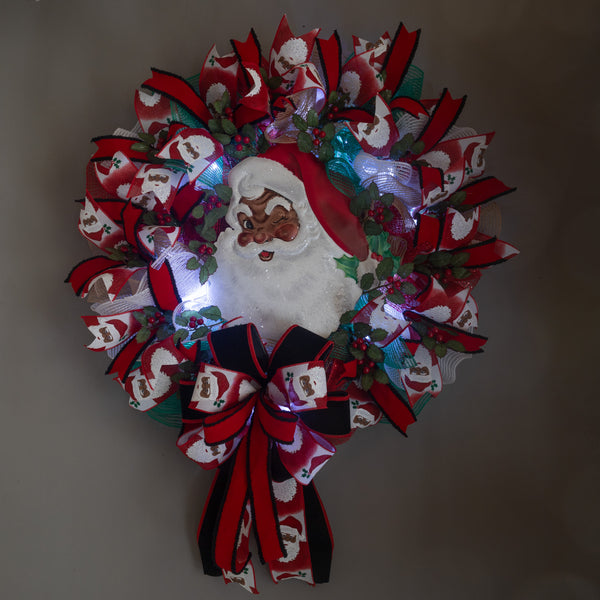 Christmas wreath, Santa wreath, front door wreath, holiday wreath, door hanger, large 25". W41109A