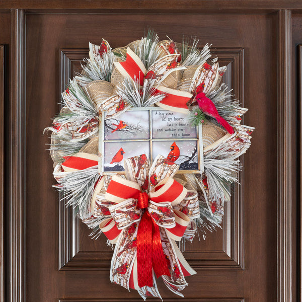 Cardinal wreath, remembrance wreath, spiritual wreath, everyday, memorial, comfort, door hanger, front door decor, elegant gift, 23" W41208A