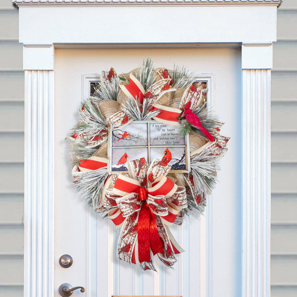 Cardinal wreath, remembrance wreath, spiritual wreath, everyday, memorial, comfort, door hanger, front door decor, elegant gift, 23" W41208A