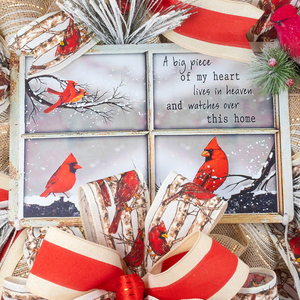 Cardinal wreath, remembrance wreath, spiritual wreath, everyday, memorial, comfort, door hanger, front door decor, elegant gift, 23" W41208A