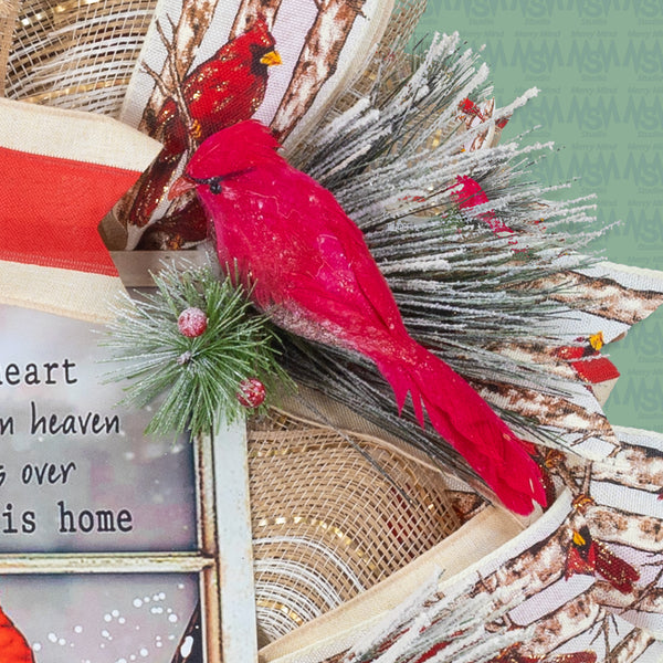 Cardinal wreath, remembrance wreath, spiritual wreath, everyday, memorial, comfort, door hanger, front door decor, elegant gift, 23" W41208A