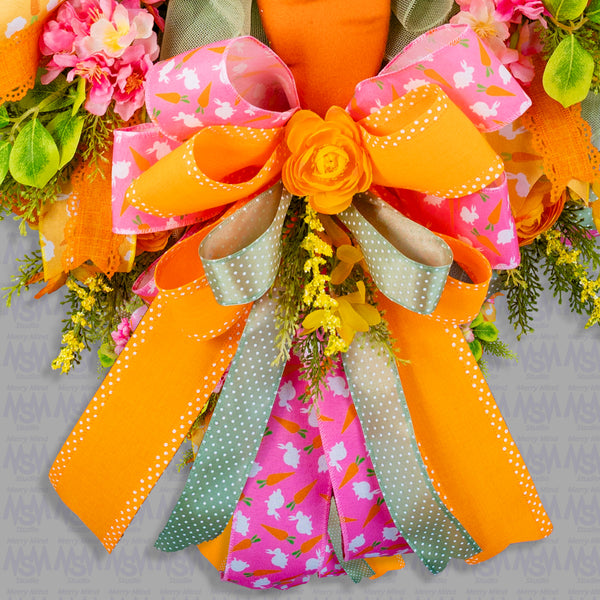 Easter wreath, bunny wreath, bunny head, carrot, floral, large, 28x36". W50218A