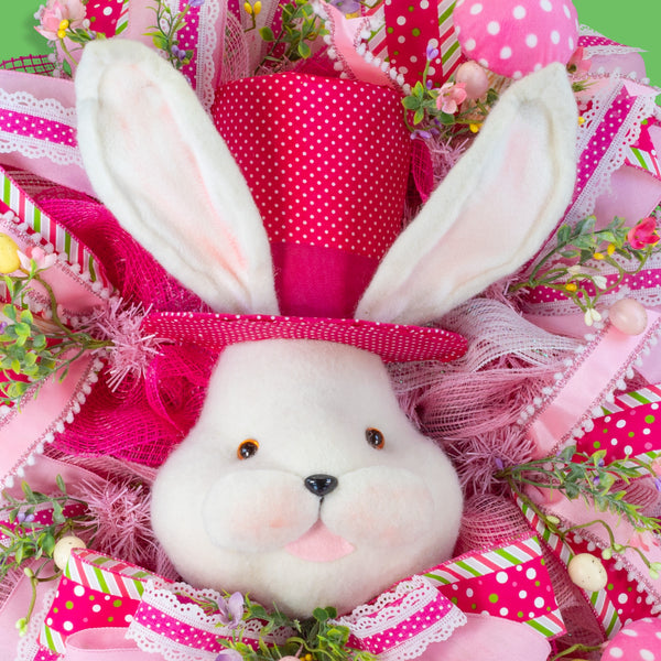 Easter wreath, bunny wreath, bunny head, Easter eggs, floral, large, 28x31". W50222A