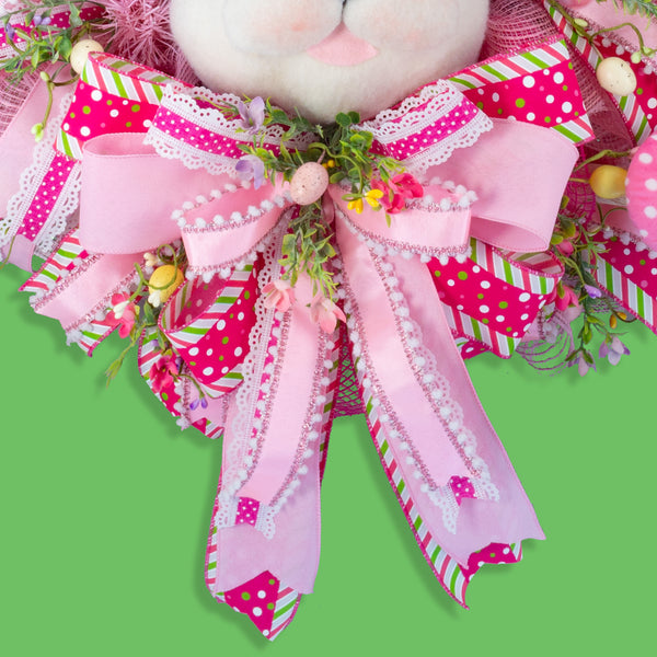 Easter wreath, bunny wreath, bunny head, Easter eggs, floral, large, 28x31". W50222A