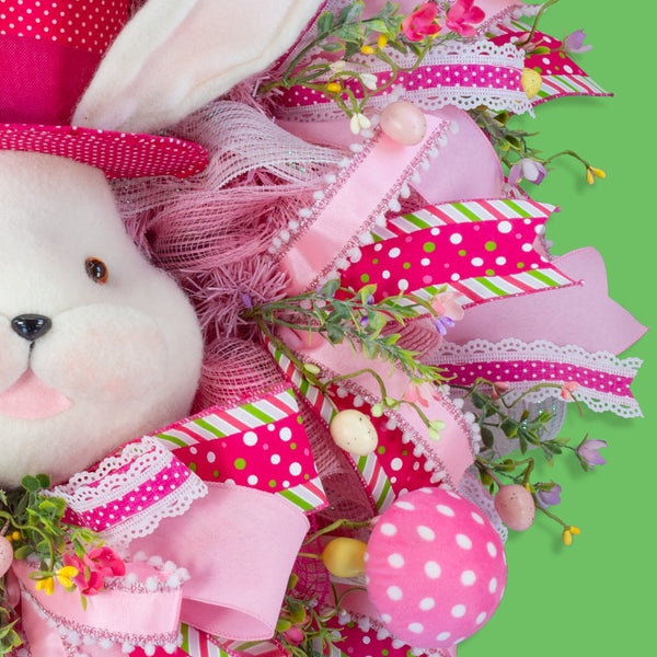 Easter wreath, bunny wreath, bunny head, Easter eggs, floral, large, 28x31". W50222A