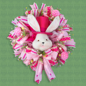 Easter wreath, bunny wreath, bunny head, Easter eggs, floral, large, 28x31". W50222A