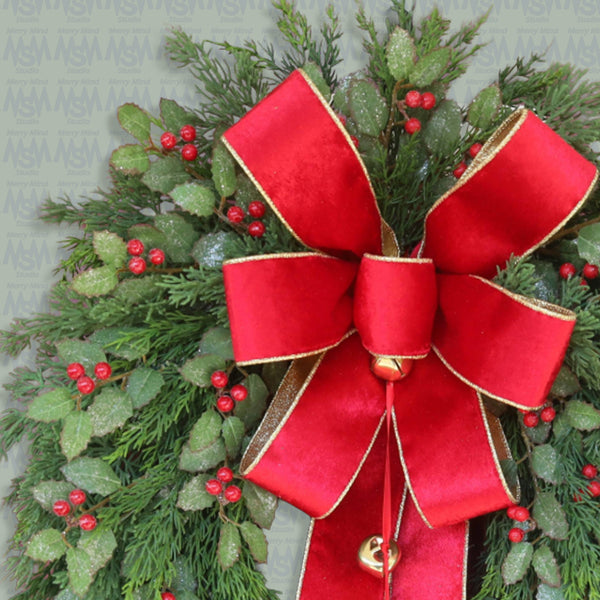 Christmas grapevine wreath, evergreen, holly, berries, front door wreath, door hanger, gift, 22" x 30".  W51109B