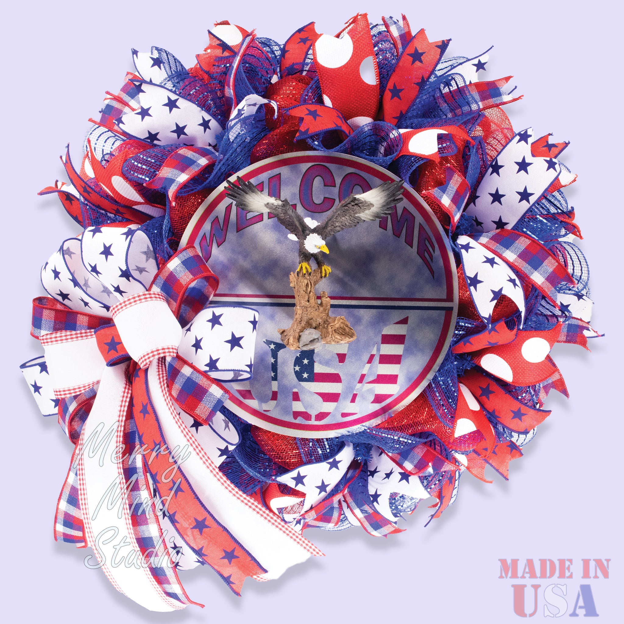 4th of July wreath, patriotic, USA, eagle,  W0416A