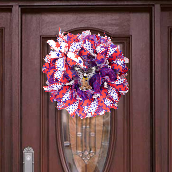 4th of July wreath, patriotic, USA, 3D eagle, USA, merrymindstudio W05071A