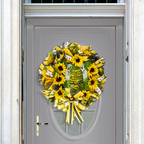 Bee wreath, honey, hive everyday, good luck, merrymindstudio W05161A