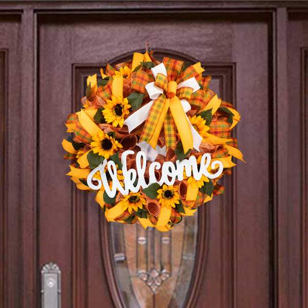 Sunflower wreath, everyday, welcome, floral, Summer, Fall, 26" diameter. W08061A