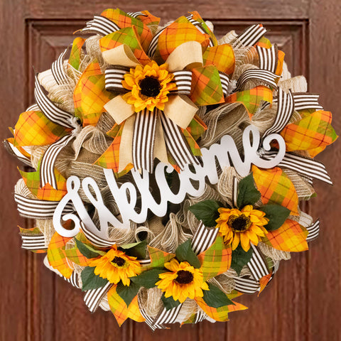 Sunflower wreath, everyday, welcome, floral,  Summer, Fall, 26" diameter, W05311B