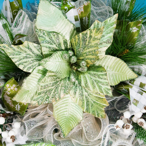 Christmas wreath, winter wreath, designer wreath, everyday wreath, front door wreath, year-round, green. 26".  W11111A