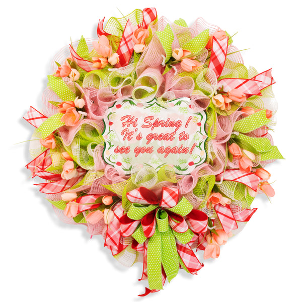 Everyday wreath, Spring wreath, tulip wreath, floral, front door wreath, spring-summer, 26" W20123B