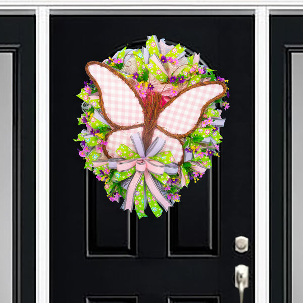 Butterfly Wreath, Spring, everyday, Door Hanger, Grapevine, Floral, Farmhouse, Country, Housewarming, Front Door Wreath 27” W20318A
