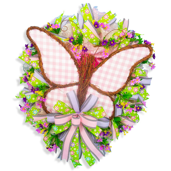 Butterfly Wreath, Spring, everyday, Door Hanger, Grapevine, Floral, Farmhouse, Country, Housewarming, Front Door Wreath 27” W20318A