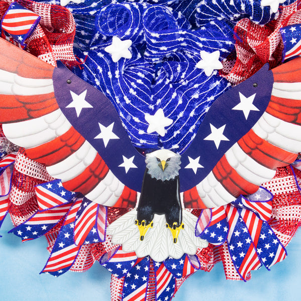 4th of July wreath, independence day, patriotic, USA, embossed eagle, front door, door hanger,  W20331A