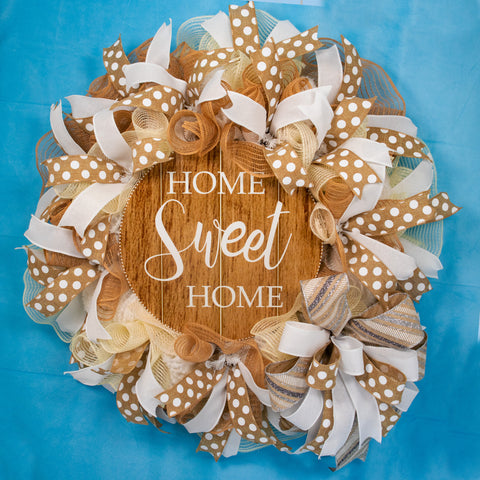 Farmhouse wreath, everyday wreath, Home Sweet Home, front door wreath, door hanger, welcome 26"  W20401A