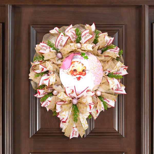 Christmas wreath, Santa wreath, front door wreath, holiday wreath, door hanger, large 26". W21001A