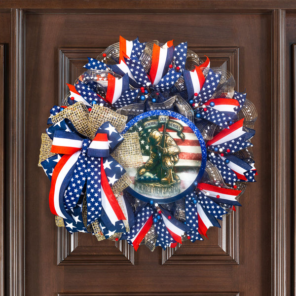 Patriotic wreath, Memorial Day wreath, remembrance, hero, sacrifice, front door, wall, decor, door hanger, 26" W30414A