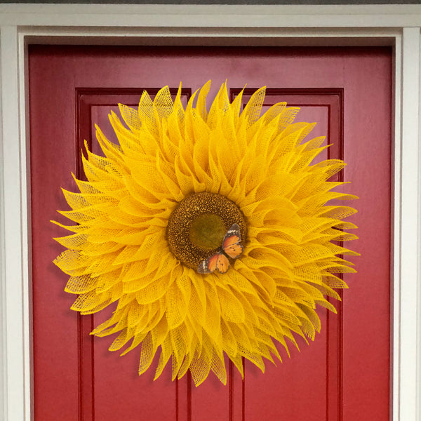 Sunflower wreath, rustic, farmhouse wreath, welcome, everyday, front door wreath, door hanger, gift, 26" W30423A