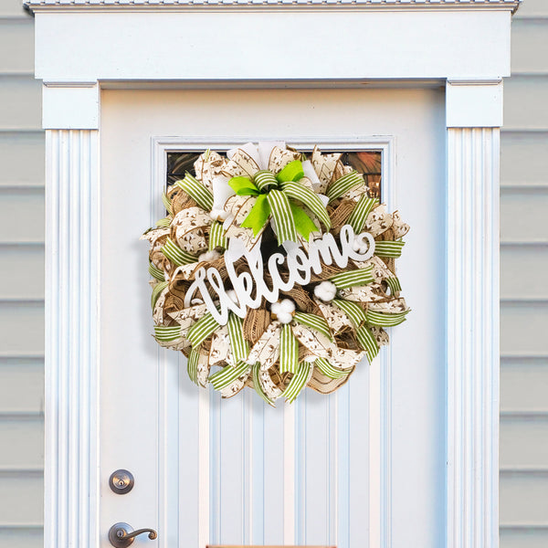 Cotton blossom wreath, everyday, cotton flower, farmhouse, welcome, W05201A