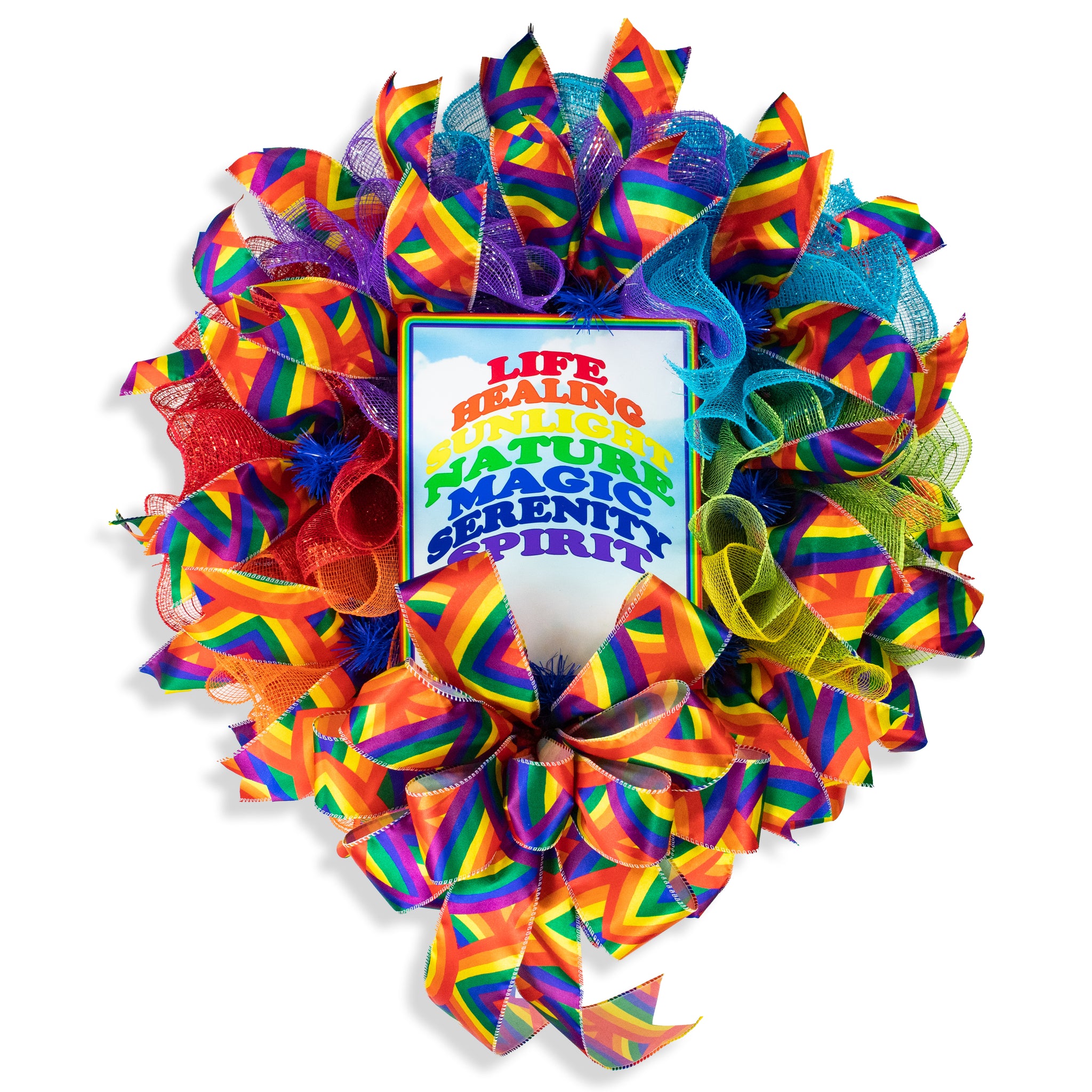 LGBTQ pride wreath, rainbow, respect, love, and understanding W06271B