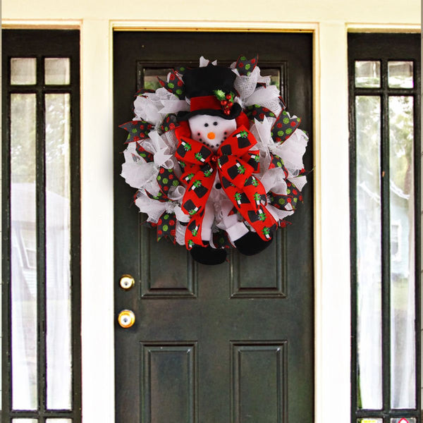 Fluffy, Happy Snowman door wreath, merrymindstudio W01011A