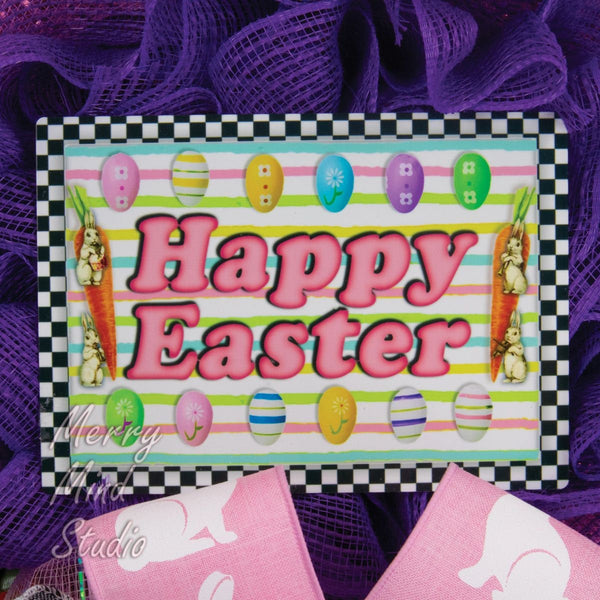 Easter wreath, bunny ears with top hat, merrymindstudio, 02072